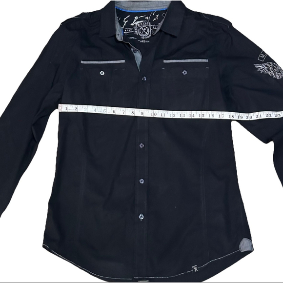 Men's M.E.C.&S Black & Grey Medium Casual Button Down Shirt - Picture 3 of 7